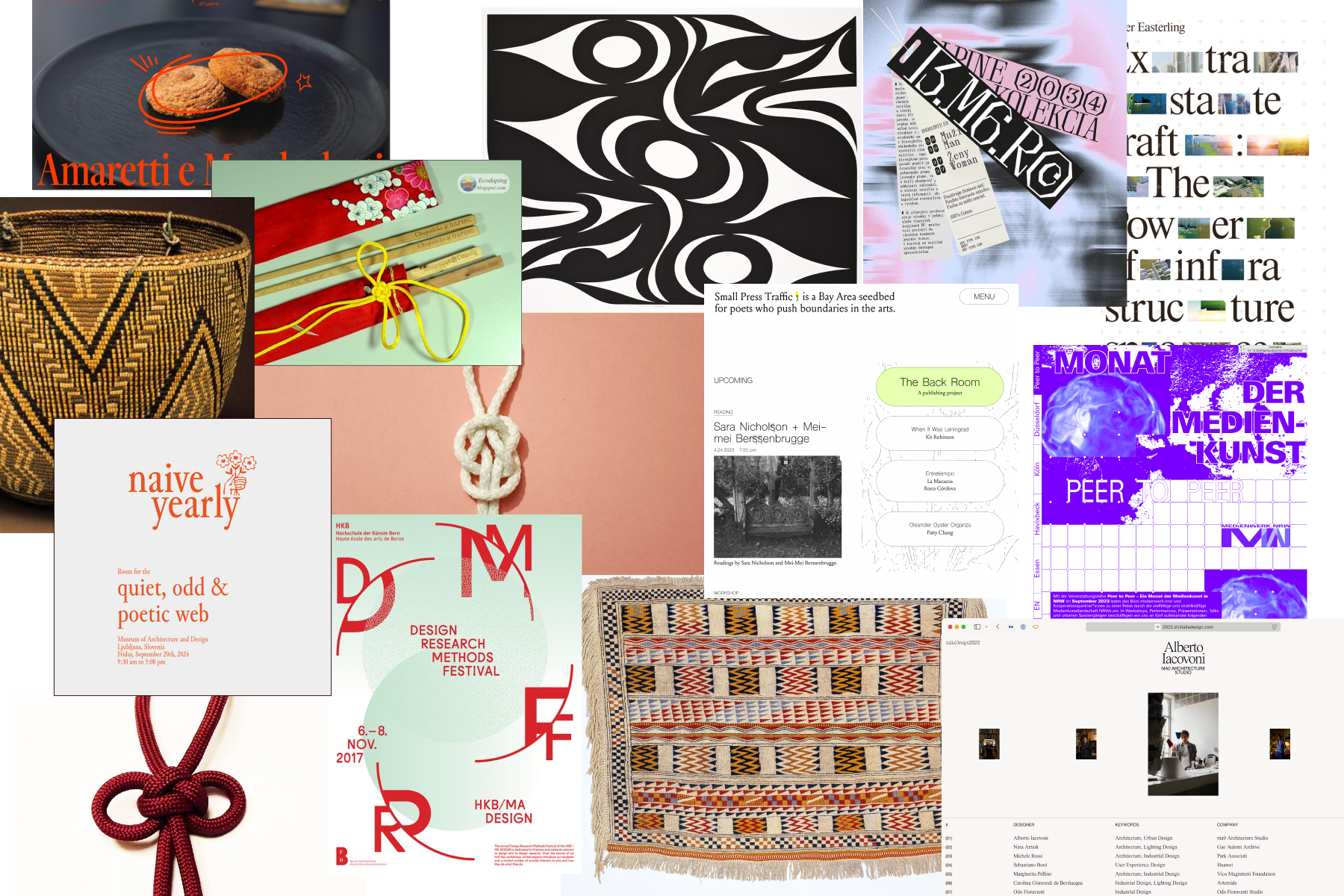 A mood board combining Asian and Indigenous visual elements.