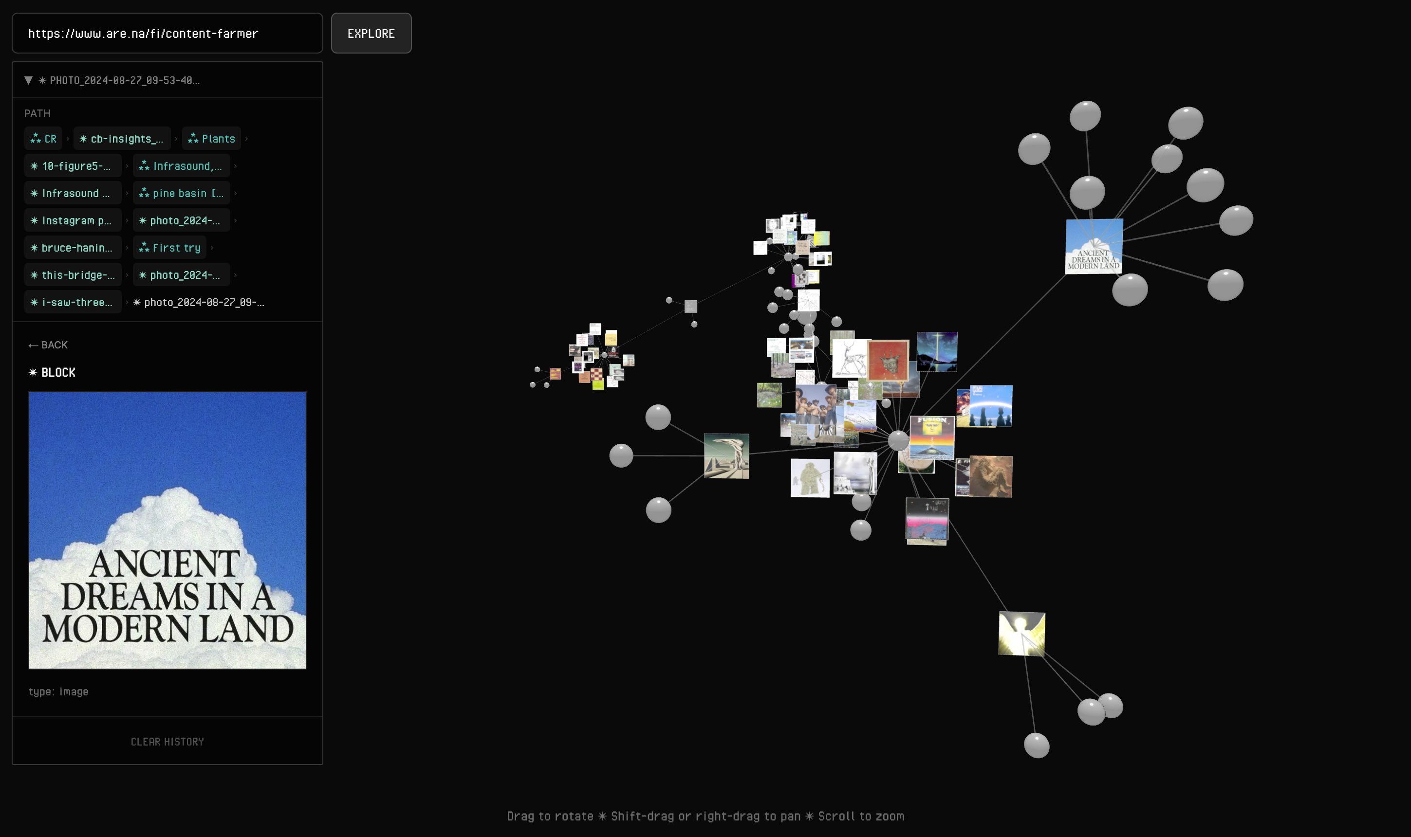 A Kabo graph with many channels and blocks opened during exploration.